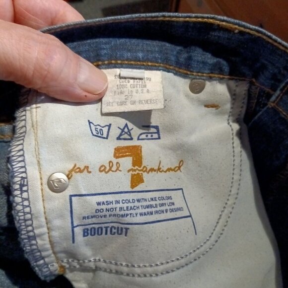 7 For All Mankind Jeans Women's 27 Boot Cut Low Rise Dark Wash USA 30 X 29.5 - Picture 5 of 9